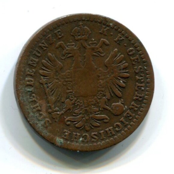 1860-A Austria 1 Kreuzer Coin (b559) - Picture 2 of 2